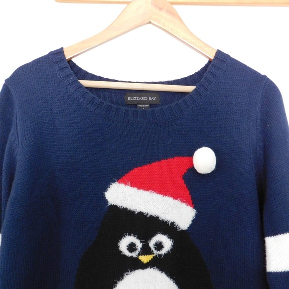 Vintage Womens Ugly Christmas Sweater Penguin Crew Neck Size Large - Picture 2 of 7